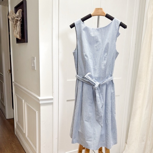 Anne Klein Women’s Blue & White Striped Sleeveless Dress – Size 10 - Picture 10 of 11